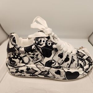New Women Graffiti Thick-soled Increased Outdoor Casual Sneakers Shoe Size W 5.5